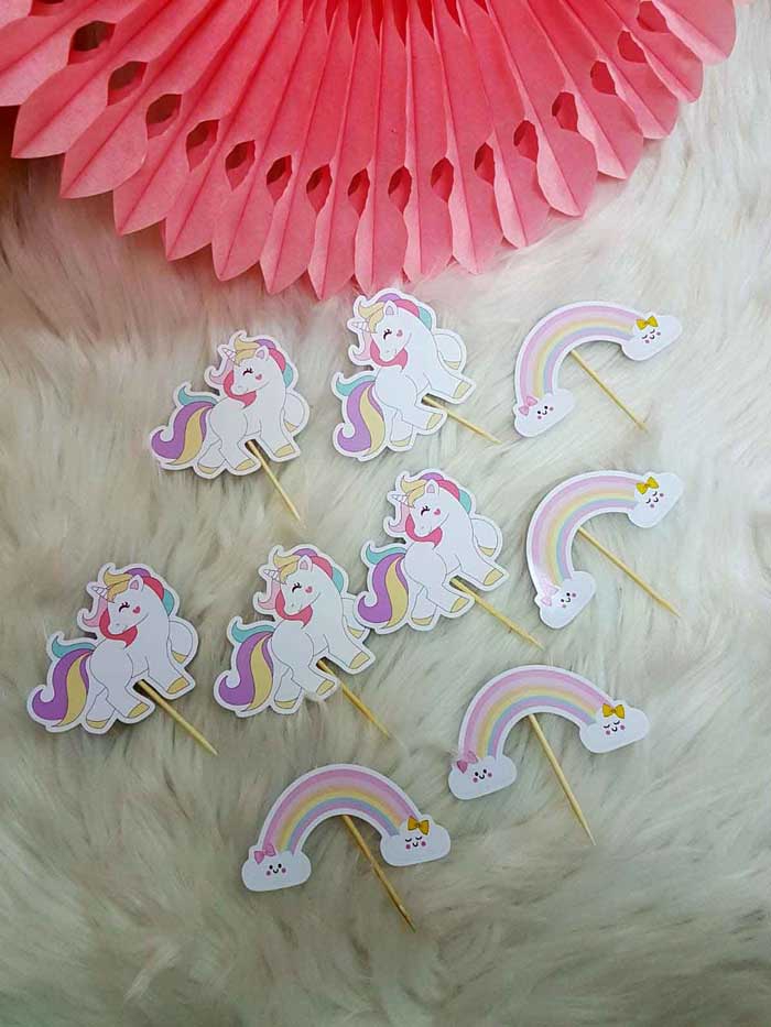 Unicorn%20Temalı%2010%20Adet%20Cupcake%20Süsü