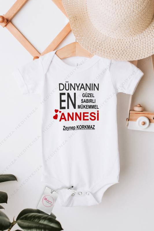 Dünyanın%20ENNN%20Annesi%20Baskılı%20Beyaz%20Bebek%20Body%20Zıbın%20