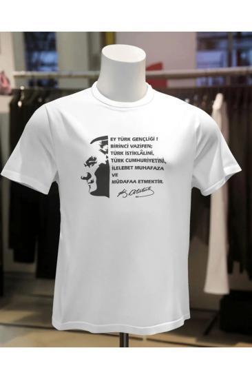 Atatürk Resim Baskılı Unisex Yetişkin ve Çocuk Kısa Kollu T-shirt