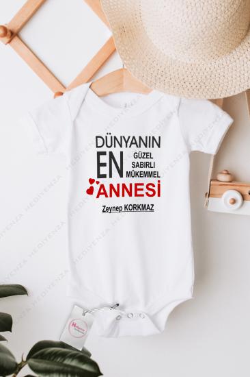 Dünyanın ENNN Annesi Baskılı Beyaz Bebek Body Zıbın 