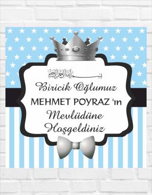 Gri Kral Tacı Temalı Tasarım Afiş Branda Afis Afiş Branda Doğum Günü Baskı Branda Resimli Kişiye Özel Dogum gunu İsimli						